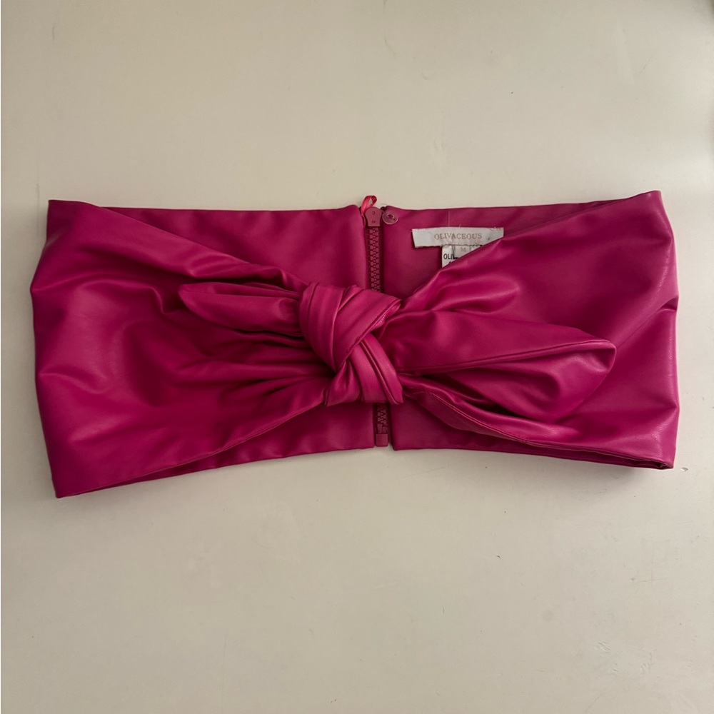 Olivaceous Pink Leather Crop Top